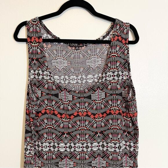 Love By Chesley Stretch Printed Scoop Neck Sleeveless Bodycon Dress Brown 2X - Picture 2 of 13